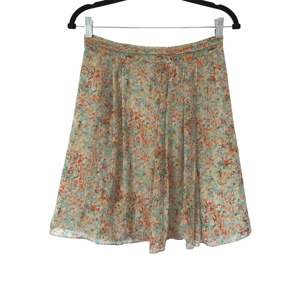 J.Crew Soirée Silk Chiffon Skirt Water Lily Floral 0 Mini Skirt Cottagecore